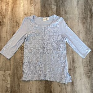 Chicos Blue Embroidered Top